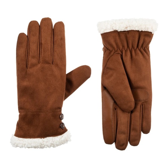 NWT Isotoner Women’s Microsuede Gloves with smarTouch, cognac, size large/XL - Picture 2 of 11